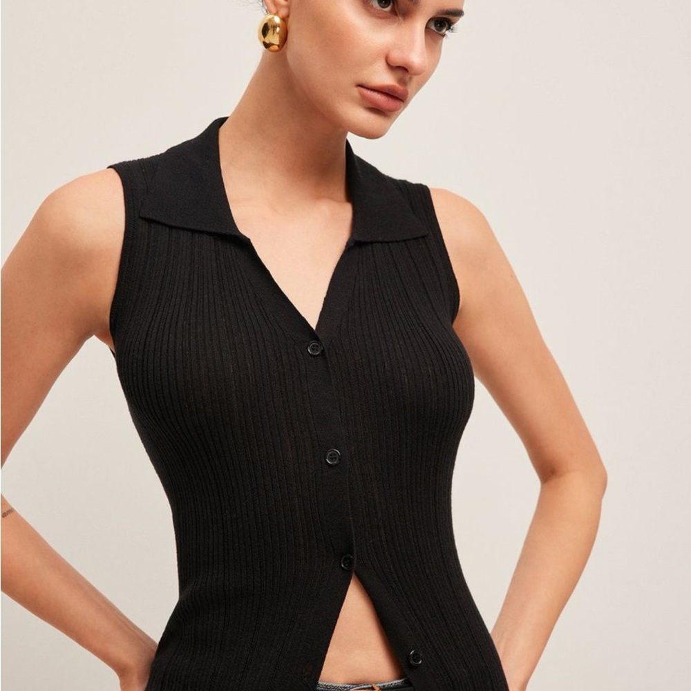 Commense Ribbed Button Up Knit Dress